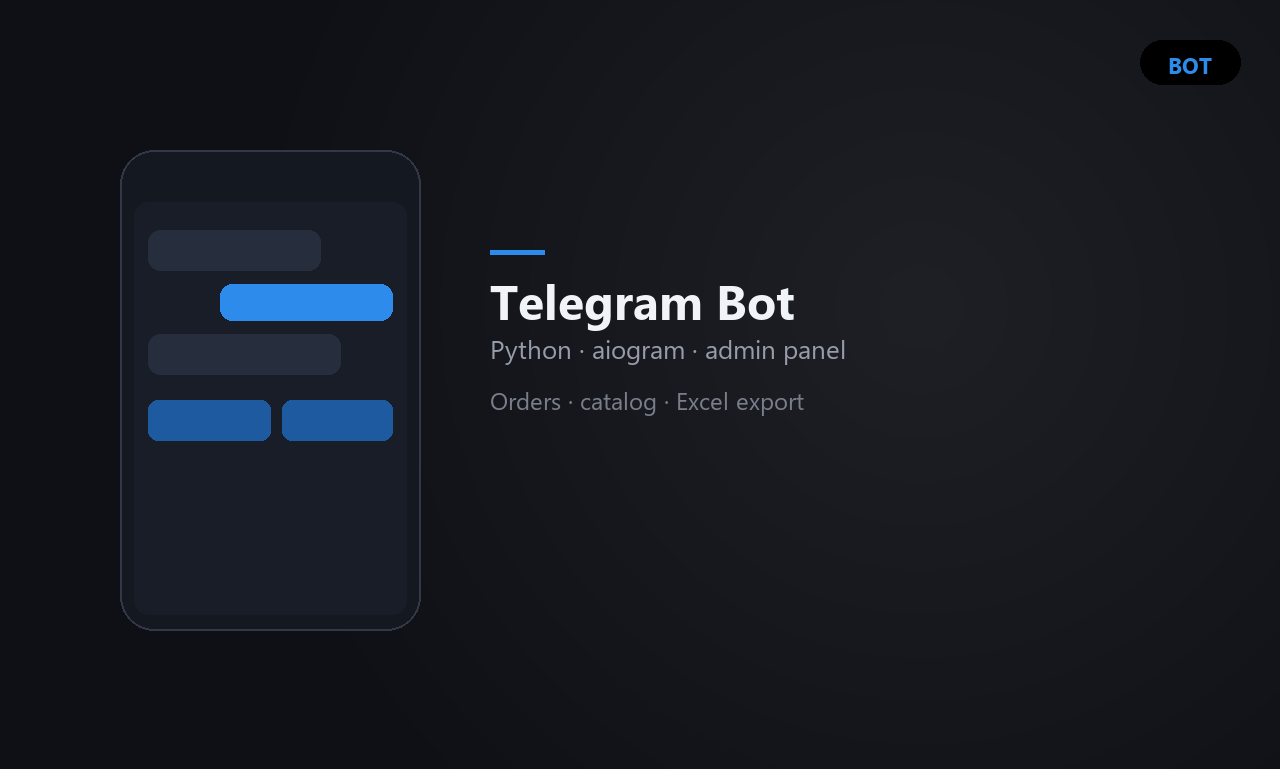 Telegram order bot interface showing a furniture catalog